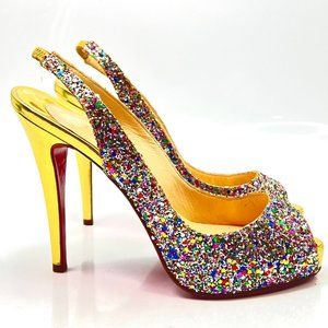 sequin red bottom shoes
